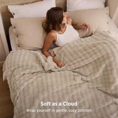 Bedsure Cloud Bubble Full Size Blanket for Bed, Beige, 84"×90" - color: 04 Beige, size: Full (84" X 90")