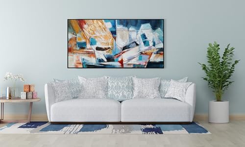 Yihui Arts Abstract Canvas Wall Arts Hand Painted Oil Paintings with Gold Foil and Floating Frame - color: Framed Abstract Artwork, size: 32"L x 16"W
