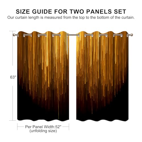Black and Gold Blackout Curtains for Bedroom, Ombre Abstract Black Out Curtains 63 Inch Long, Thermal Insulated Blackout Drapes with Grommet Top, 52W x 63L, 2 Panels - color: 04 Gold and Black, size: 52"W x 63"L (Pack of 2)