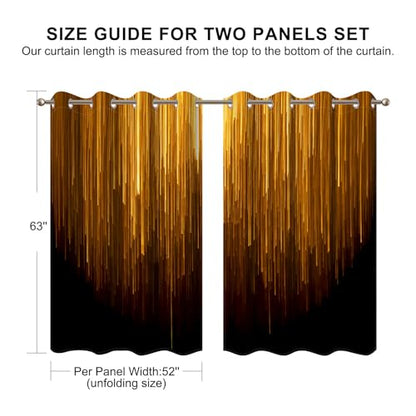 Black and Gold Blackout Curtains for Bedroom, Ombre Abstract Black Out Curtains 63 Inch Long, Thermal Insulated Blackout Drapes with Grommet Top, 52W x 63L, 2 Panels - color: 04 Gold and Black, size: 52"W x 63"L (Pack of 2)