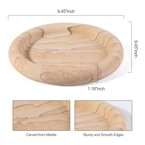 Natural Marble Vanity Tray, 9.45" Sandstone Texture Round Decorative Trays - color: Sandstone