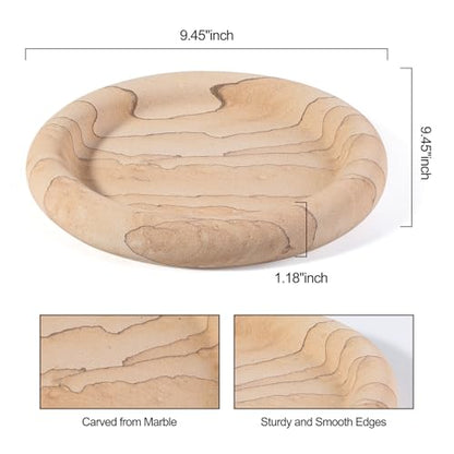 Natural Marble Vanity Tray, 9.45" Sandstone Texture Round Decorative Trays - color: Sandstone