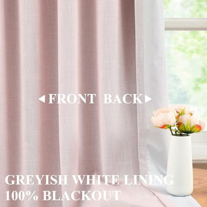 Vision Home Soft Pink Pinch Pleated Full Blackout Curtains Linen Blended Room Darkening Curtain Panels 63 inch for Living Room Bedroom Thermal Insulated Pinch Pleat Drapes with Hooks 40" Wx63 Lx2 - color: Soft Pink, size: 40"W x 63"L (Pack of 2)