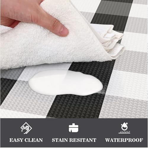 MAYHMYO Cushioned Kitchen Mats for Floor,Anti Fatigue Buffalo Plaid Mat 2PC - color: Buffalo Plaid
