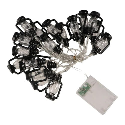 Leadigol 20 LEDs /10ft Black Lantern String Lights Mini Kerosene Lamp Battery Powered Fairy String Lights for Indoor Outdoor Patio Decorations