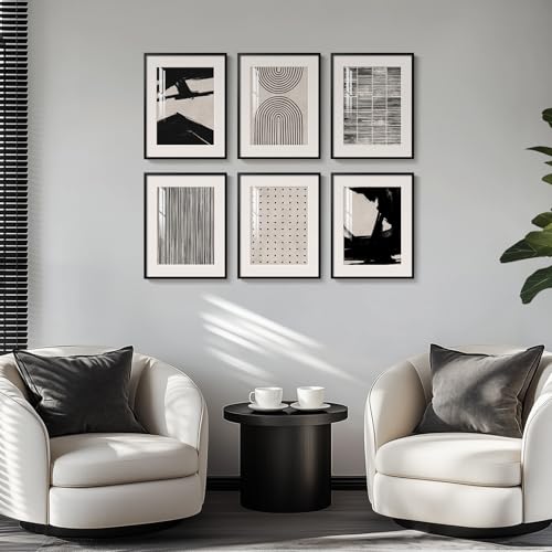 Framed Boho Black and White Abstract Wall Art for Living Room, 11x14 Inch - color: Black White Abstract