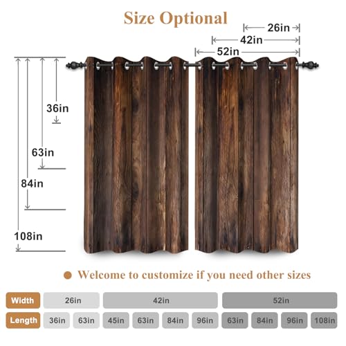 Renaiss Rustic Barn Door Blackout Curtains 52x84 Grommet 2 Panels - color: Brown, size: 52"W x 84"L (Pack of 2)