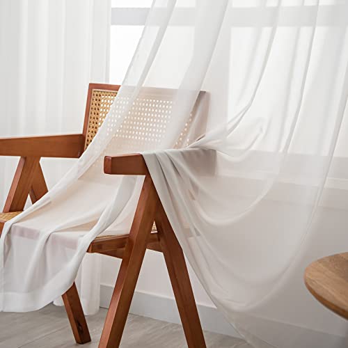 Pinch Pleat Sheer Curtains & Drapes for Living Room 96 Inches Long 1 Panel - color: Off White, size: 52"W x 96"L (Pack of 1)