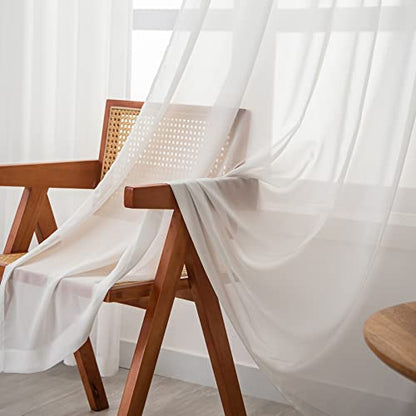Sheer Curtains Pinch Pleated Curtains 90 Inches Long 1 Panel, W52 x L90 - color: Off White, size: 52"W x 90"L (Pack of 1)