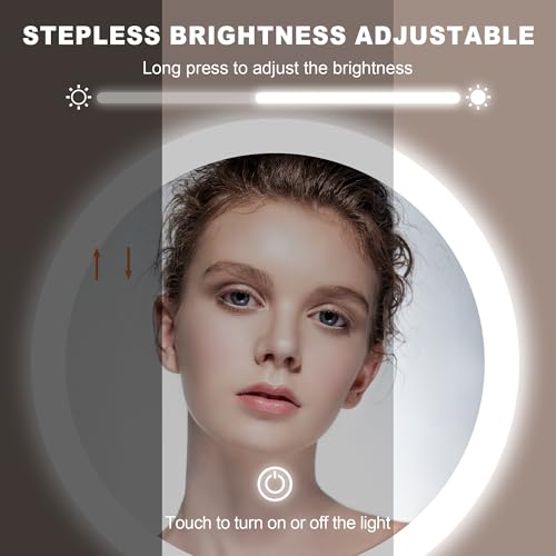 JANEEVA 10X Lighted Makeup Mirror with 3 Lighting Modes, 8" Dimmable Lights Height Adjustable Vanity Mirror with Lights, Rechargeable Double Sided 1X 10X Magnifying Mirror, 360°Rotation,Chrome