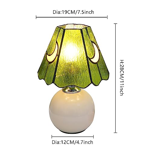 Tiffany Lamp Stained Glass Table Lamp Moon Mushroom Green Small Bedside lamp Living Room Dining Room Office Decoration Desk lamp Home Decoration Creative Gift Scene Prop - color: Moon Mushroom-Green