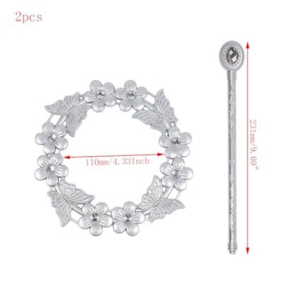 2pcs Silver Curtain Tiebacks, Flower Butterfly Drapery Holdbacks - style: Silver Butterfly