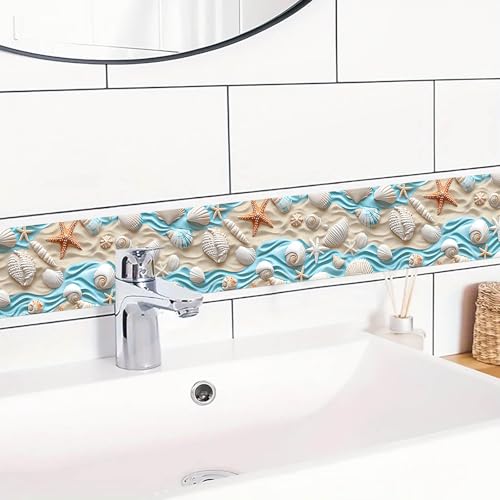 IVN Wallpaper Border Peel and Stick Wall Seashells Sand 4x196 Inch - color: Seashells Sand