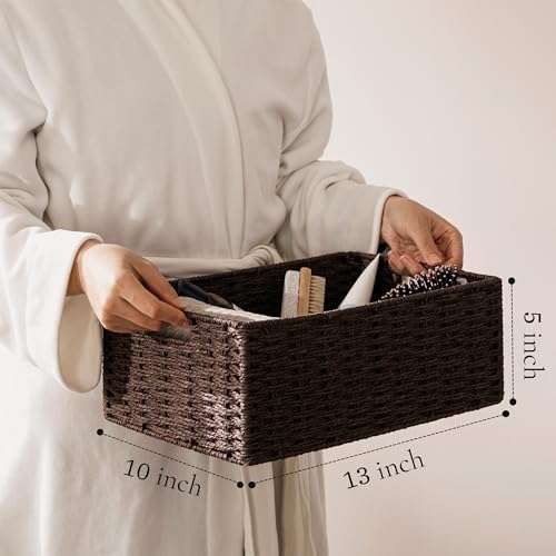joybest Dark Brown Wicker Baskets for Shelves, Hand-woven Storage Baskets - color: Dark Brown, size: 2 Pack 13L x 10W x 5H inch