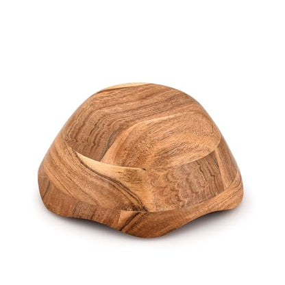 Fruit Bowl Acacia Wood Ruffle Decorative Style Home Decor for Dining Table Fits Bread, Fruits, Salad or Popcorn (9" x 9" x 4")