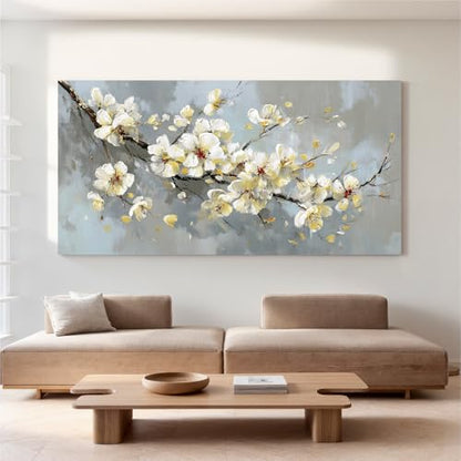 YISXINOAG Beige Flower Floral Wall Art Modern Painting Canvas Print 29"X58" - color: grey beige, size: 58"L x 29"W