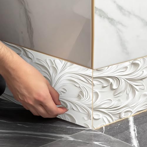 IVN Wallpaper Border Peel and Stick Wall Classic White Carving 4x196 Inch - color: Classic White Carving