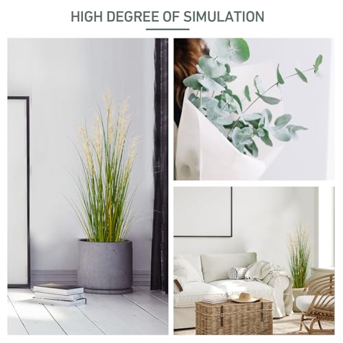Artificial Plant, 47in Tall Pampas Grass, Faux House Plants in Pot, Indoor Decorative Flowers &Greenery for Home and Office, Ideal Housewarming Gift