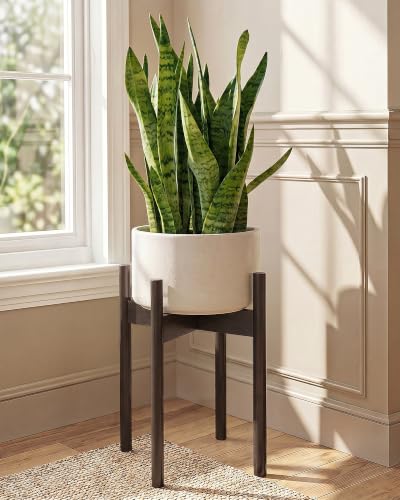 Bamworld 16.9in Adjustable Plant Stand Indoor Bamboo Plant Stand Tea Brown - color: Tea Brown, size: 16.9in