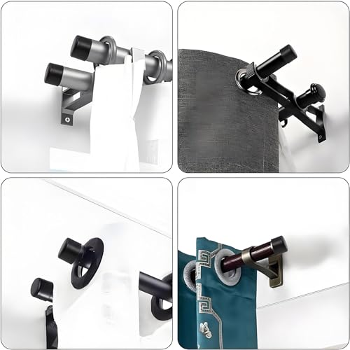Curtain Rod Ends Window Curtains Rod End Cap Metal Sealing Finial Caps for 1.1 inch (28 mm) Diameter Curtain Roman Head Black 4 PCS