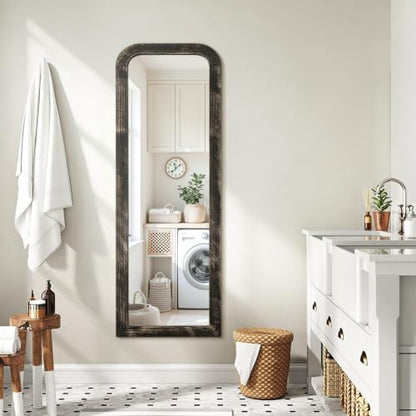 AAZZKANG Hanging Mirror Full Length Large Rectangle Wooden Framed 47"x16" - color: Pitchdark, size: 47"L x 16"W