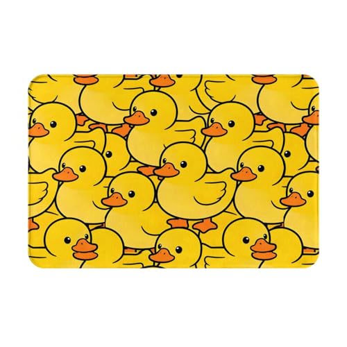 Yellow Cartoon Duck Bath Mat Non-Slip Soft Flannel Bathroom Rugs Washable Bathmat, Carpet Rug Entryway Decor for Tub Shower Room Floor Home Kitchen,24x16 in - color: Cartoon Duck, size: 1'4" x 1'11" (Rectangular)