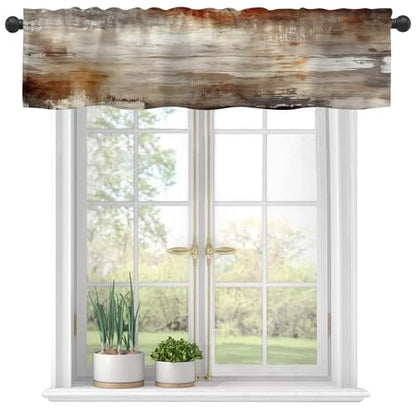 Abstract Wooden Planks Texture Semi Sheer Valances - 42"x12" for Kitchen Bedroom Windows - color: Abstract Wooden Planks Texture, size: 12"W x 42"L (Pack of 1)