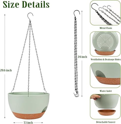 Self Watering Hanging Planters 2 Pcs,12Inch Hanging Basket for Plants,Green - color: Green, size: 12 Inch