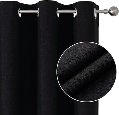 Joydeco Blackout Curtains 96 Inch Length, 1 Panel for Bedroom, Thermal Insulated Linen Black Out Curtains with Grommets (100x96) - color: Black, size: 100"W x 96"L (Pack of 1)
