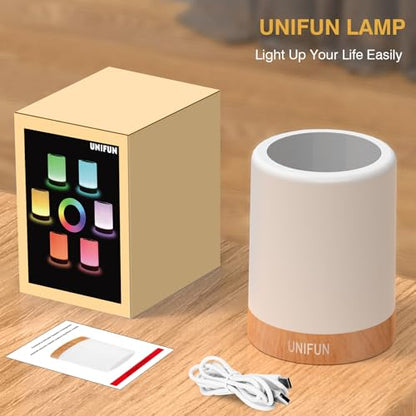 UNIFUN Bedside Touch Lamp Rechargeable Dimmable RGB LED Table Night Light (Pack of 2) - size: Regular Szie (Pack of 2)