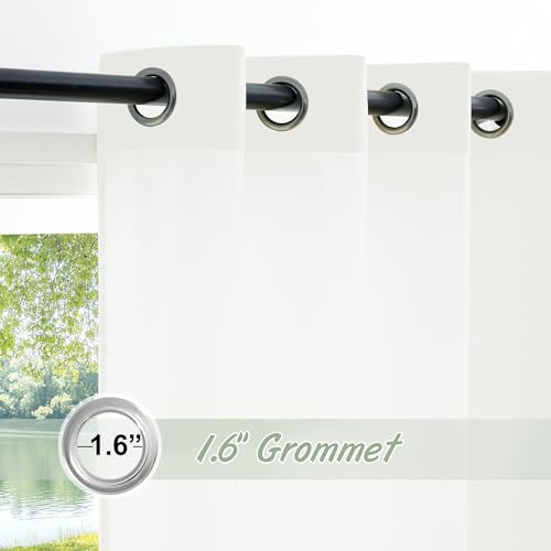 RYB HOME Non See Through White Sheer Curtains 63 inches Long - color: White, size: 52"W x 63"L (Pack of 2)