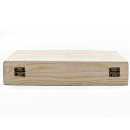 Plain Unfinished Wood Pencil Box, Unpainted Rectangle DIY Artist Tool and Brush Storage Box Case with Locking Clasp, Small - color: Natural