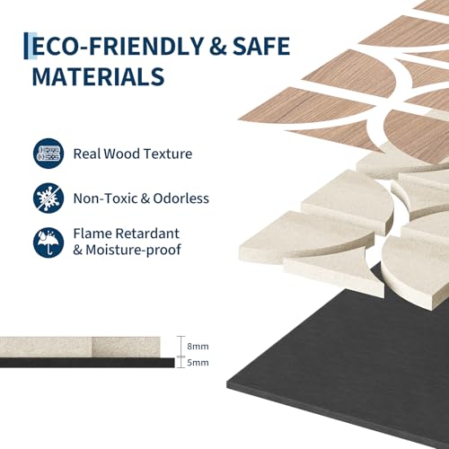 Garvee 3D Acoustic Wood Panels, 12" x 12" Sound Absorbing Wall Panels, Oak - color: 12 pcs-Oak
