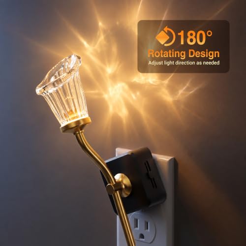JandCase Night Light, Night Lights Plug into Wall, Glass Flower Nightlight - color: Calla lily