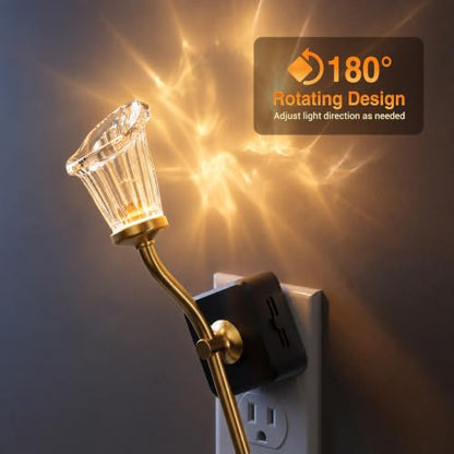JandCase Night Light, Night Lights Plug into Wall, Glass Flower Nightlight - color: Calla lily