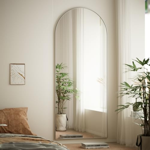 BEAUTYPEAK 71"x26" Arch Full Body Floor Mirror, Full Length Mirror Hanging or Leaning Arched-Top, Wall Mirrors with Stand for Bedroom, Dressing Room, Silver - color: Silver, size: 71"L x 26"W
