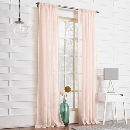 No. 918 Tayla Crushed Texture Semi-Sheer Rod Pocket Curtain Panel, 50" x 84", Blush Pink - color: Blush Pink, size: 50"W x 84"L (Pack of 1)