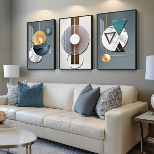 Large Framed Modern Wall Art for Living Room, 3 Piece 24x36 In - color: Geometric Melody, size: 24" W x 36" H x 3 pieces