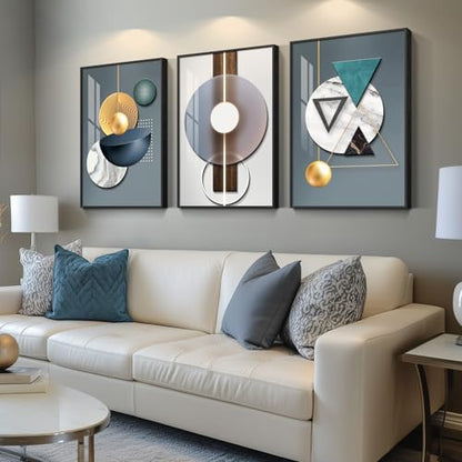 Large Framed Modern Wall Art for Living Room, 3 Piece 24x36 In - color: Geometric Melody, size: 24" W x 36" H x 3 pieces