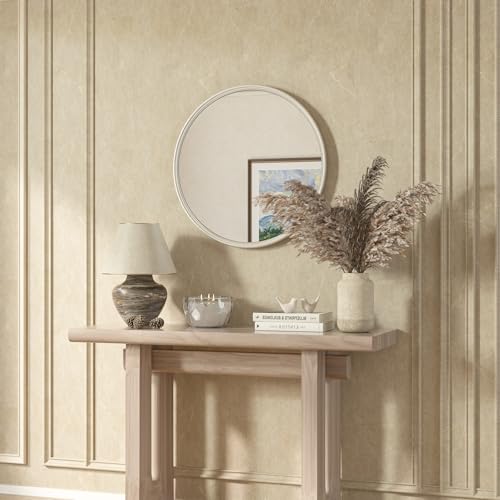 TETOTE Round Mirror 24 inch Brushed Nickel Mirror for Bathroom - size: 24"L x 24"W