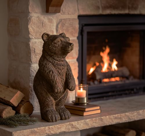 Rustic Bear Statue Shelf Decor - color: Black-brown