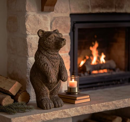 Rustic Bear Statue Shelf Decor - color: Black-brown