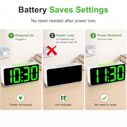 DreamSky Small Digital Alarm Clock with Night Light for Kids Bedroom - color: Pure White Case Rgb Digits