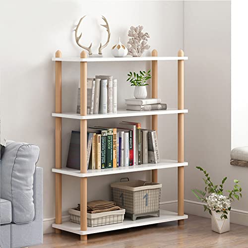 IOTXY 4-Tier Wooden Shelf Bookcase, Freestanding Open Bookshelf, White - color: White, size: 4-Tier
