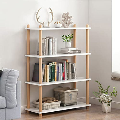 IOTXY 4-Tier Wooden Shelf Bookcase, Freestanding Open Bookshelf, White - color: White, size: 4-Tier