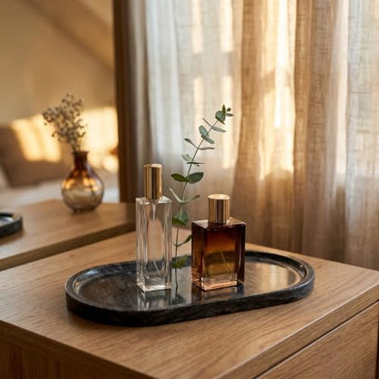 YKAJO Wave Grey Oval Marble Tray, 11.8x5.9 Vanity Perfume Organizer Dish - color: Wave Grey, size: 11.8" x 5.9" x 0.6"