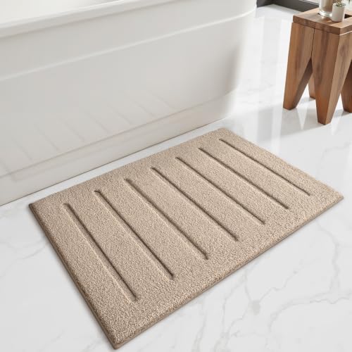 LUMI Ultra Soft Bathroom Rugs Absorbent, Non Slip Bath Mat 16x24, Beige - color: Beige, size: 16" X 24"