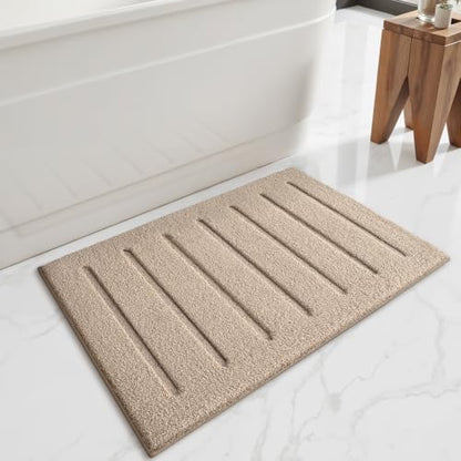 LUMI Ultra Soft Bathroom Rugs Absorbent, Non Slip Bath Mat 16x24, Beige - color: Beige, size: 16" X 24"