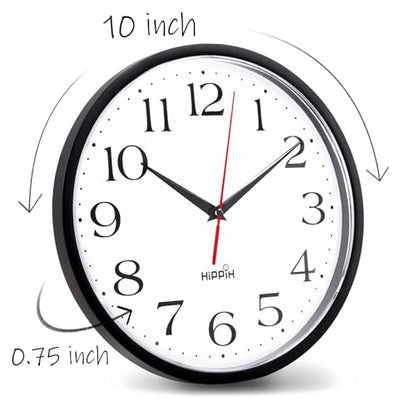 HIPPIH 10 Inch Wall Clock, 2Pack Silent Non Ticking Battery Operated Clocks - color: With Red Second Hand, size: 10 inches