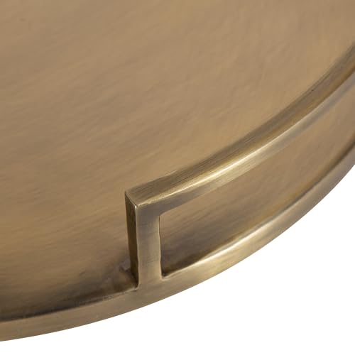 Kate and Laurel Gohana Round Tray with Metal Handles; 16 Inch Diameter; Antique Brass; Modern Glam Serving Tray with Handles for Use as Ottoman Topper or Living Room Decor